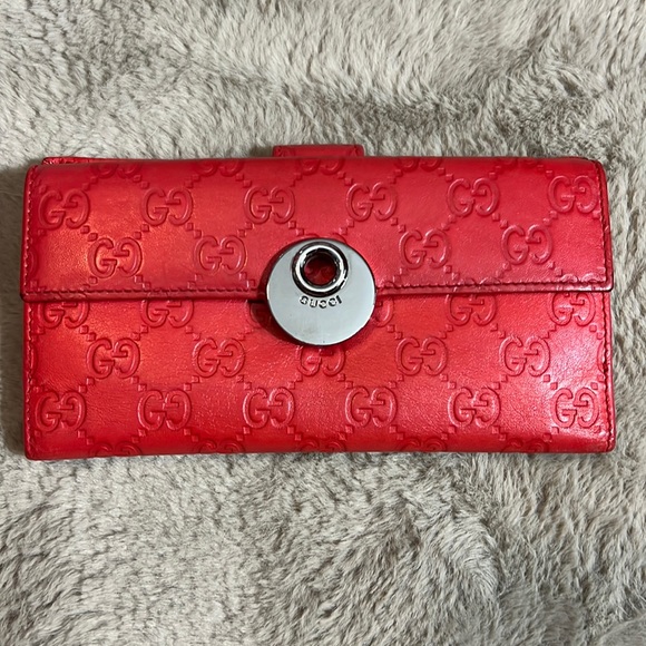 Gucci monogram wallet vintage 100% authentic serial # in pics Red - Picture 1 of 15